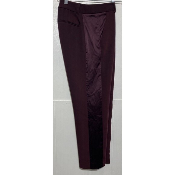 Victorias Secret Dress Pants Women Size 8 Burgundy Satin Tuxedo Stripe Ankle - Picture 6 of 8